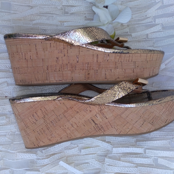 Coach Gold Foil Wedges - Picture 3 of 8